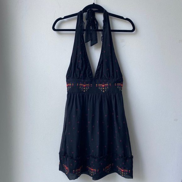 Marciano Dresses & Skirts - MARCIANO - EMBROIDERED SILK HALTER DRESS